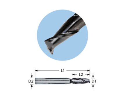 Fresa a due denti Varius di VHF per alluminio, metalli non ferrosi e acciaio