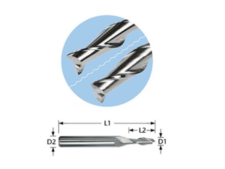 Twee-tandsnijder met fishtail van VHF voor non-ferro metalen, kunststoffen, hout en composieten 0080-3-050-38