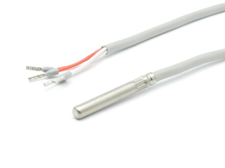 Sensor de temperatura del cable, longitud del cable 5 m, tubo protector Ø 6 mm, 4 hilos Pt100