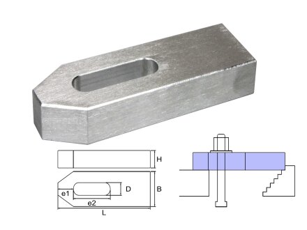 Braccio di serraggio in fusione di alluminio M12 / 14x100x40x20