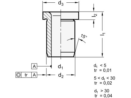 Zylindrische Bohrbuchsen/Positionierbuchsen DIN179 D1=13mm D2=20mm H=15mm 